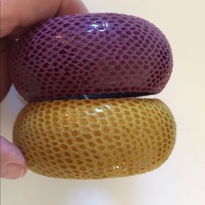 MACY’S PAIR OF SNAKE EMBOSSED LEATHER BANGLES NWT